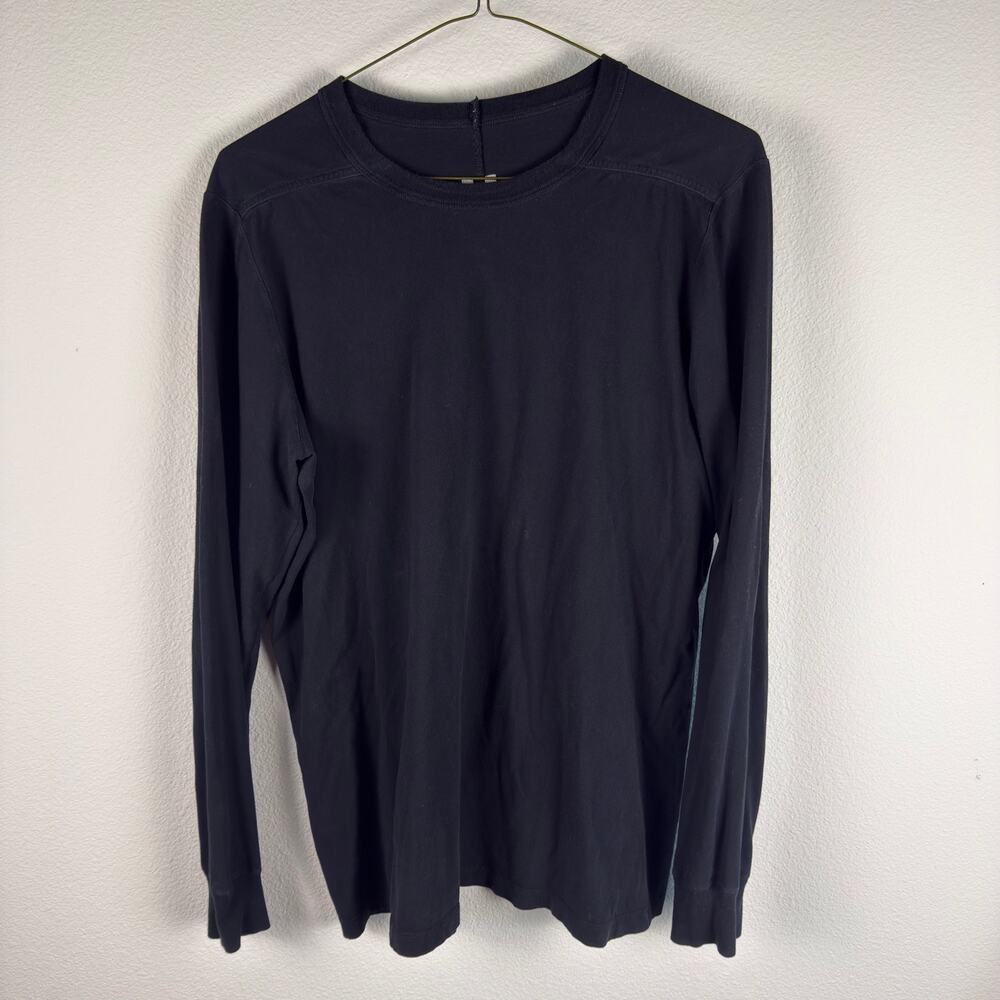 Rick Owens Level Long Sleeve T-Shirt Black 100% Cotton Made in Italy